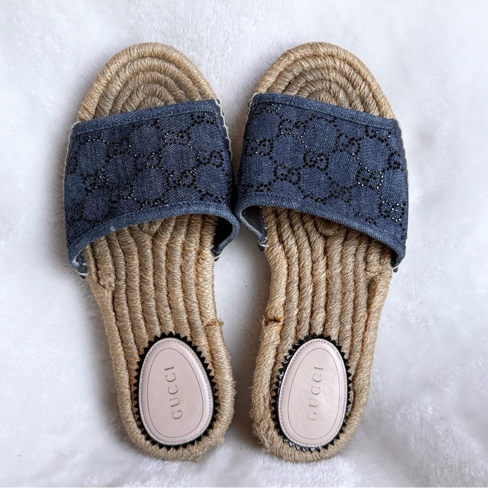 Gucci Pilar GG Espadrille Sequin Sandals